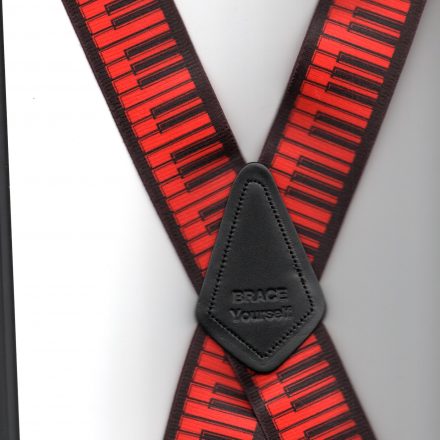 MENS BRACES MUSIC PIANO KEYBOARD ON RED DESIGN