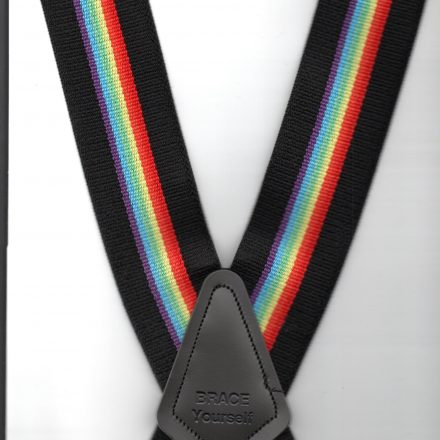 MENS BRACES RAINBOW STRIPES ON BLACK