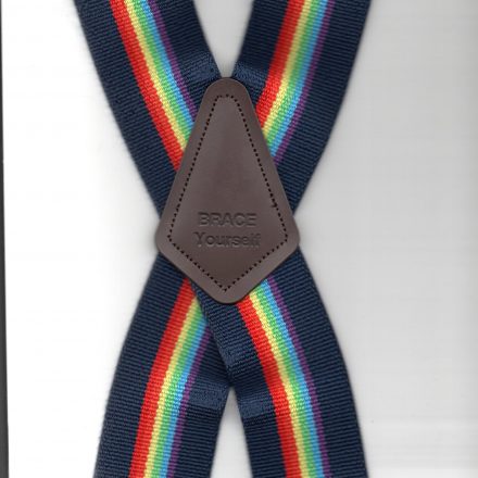 MENS BRACES RAINBOW STRIPES ON NAVY BLUE