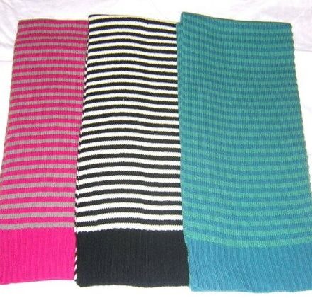 MENS WOMENS BLACK AND WHITE STRIPED KNITTED LONG FASHION SCARF