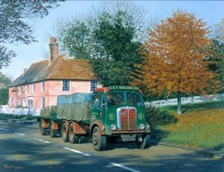GREETING CARD AEC LORRY AUTUMN CARGO