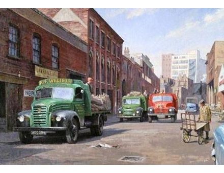 GREETING CARD LORRIES AT BIRMINGHAM FRUIT AND VEG MARKET