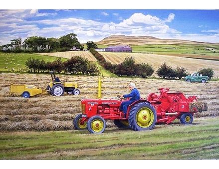 GREETING CARD DAVID BROWN TRACTOR BALING