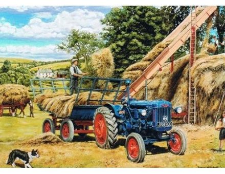 GREETING CARD FORDSON E27N TRACTOR BALING HAY