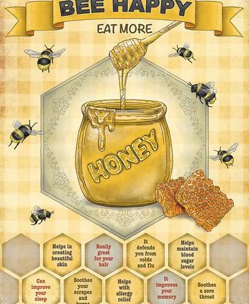BEE HAPPY EAT MORE HONEY JUMBO FRIDGE MAGNET