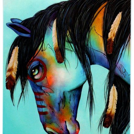 PAINTED HORSE INDIAN BLANK GREETING CARD