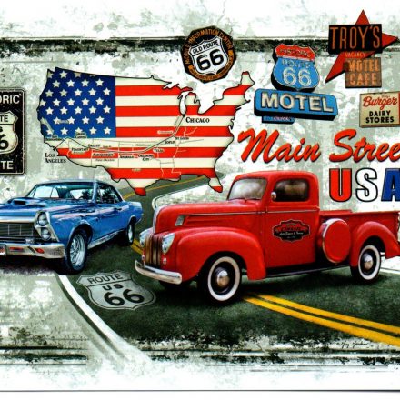 ROUTE 66 MAIN STREET CAR TRUCK FLAG BLANK GREETING CARD