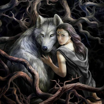 WOLF SOUL BOND ANNE STOKES FANTASY ART GREETING CARD
