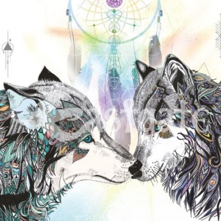 WOLF MAGIC INDIAN FANTASY ART BLANK GREETING CARD