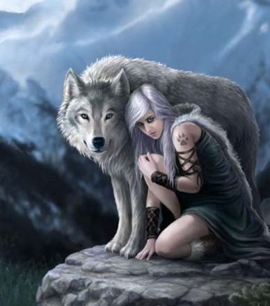 WOLF PROTECTOR ANNE STOKES FANTASY ART BLANK GREETING CARD