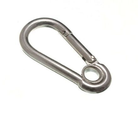 SNAP SPRING CLIP CARBINE HOOK WITH EYE 8MM 5/16 INCH BZP STEEL ( pack of 4 )