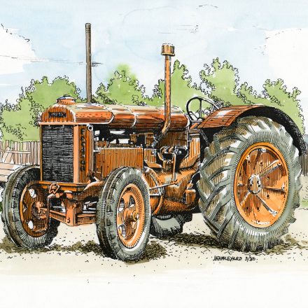 FORDSON N CLASSIC TRACTOR ORANGE LIVERY PRINT 8" X 5"