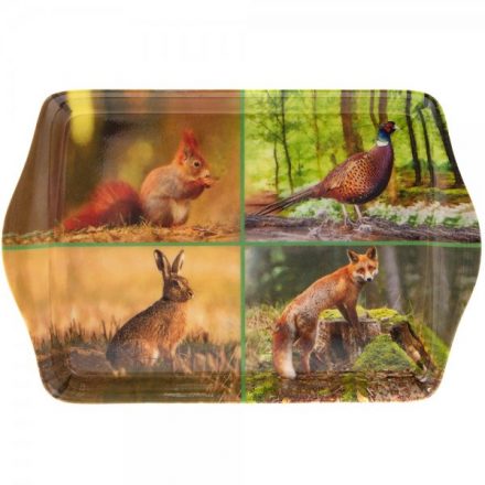 British Wildlife Tea Bag Tidy Small Tray squirrel, fox, pheasant, hare.