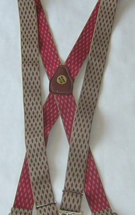 MENS JACQUARD BRACES CREAM RED DIAMONDS 1 1/2"