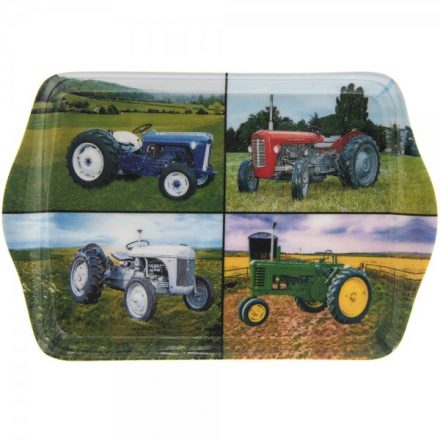 4 Assorted Farm Tractors to A Small Melamine Snack Crumb Tray Leonardo