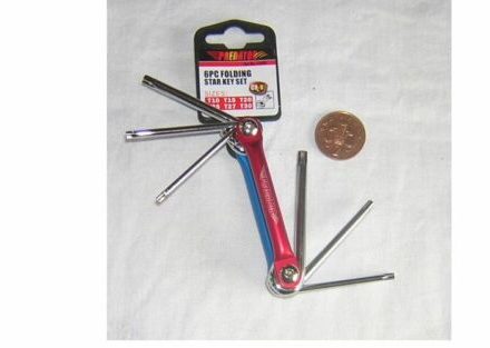 6 PC FOLDING TORX STAR KEY T10 T15 T20 T25 T27 T30 CR-VANADIUM