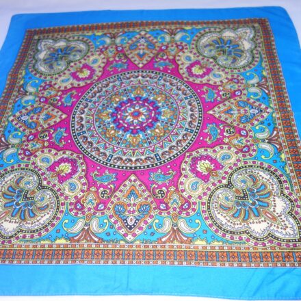BLUE INDIAN HIPPY RETRO BANDANA HANDKERCHIEF 21" x 21"