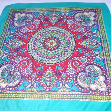 GREEN INDIAN HIPPY RETRO BANDANA HANDKERCHIEF 21" x 21"