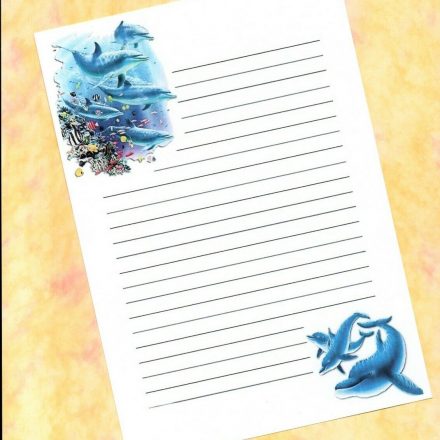 WRITING PAPER SET 10 A5 SHEETS 10 C6 ENVELOPES DOLPHINS