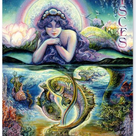 JOSEPHINE WALL FANTASY ART ZODIAC PISCES GREETING CARD - FEB 19 to MAR 20