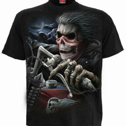 SOUL RIDER SKELETON T SHIRT BIKER GOTH MEDIUM FRONT & BACK DESIGN