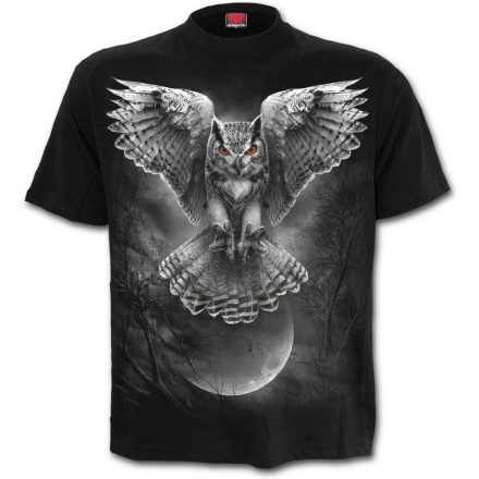 Wings Of Wisdom Tribal Owl Moon Night X-LARGE Short Sleeved T-Shirt front & back design
