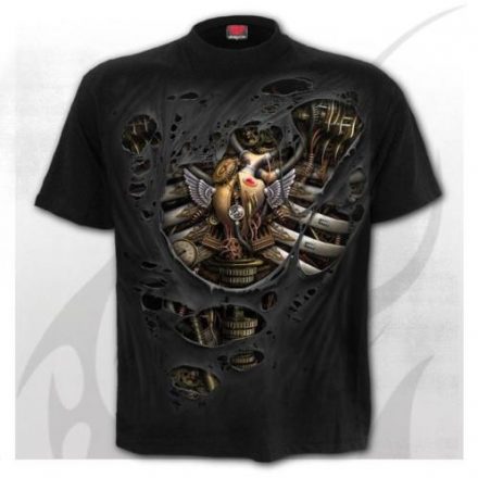 STEAM PUNK RIPPED T SHIRT BIKER GOTH 2XL XXL FRONT & BACK DESIGN