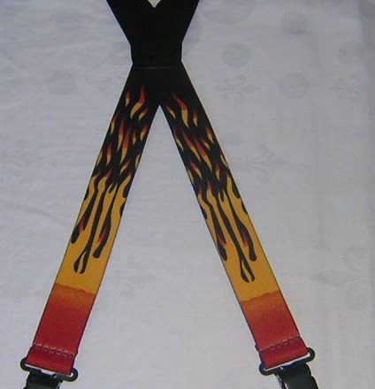 MENS BRACES FLAMES BLACK RED 1 1/2" WIDE 48" LONG