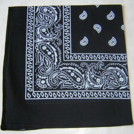 PAISLEY BLACK BANDANA HANDKERCHIEF FACE MASK 22" X 22"