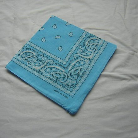 PAISLEY LIGHT BLUE BANDANA HANDKERCHIEF FACE MASK 22" X 22"