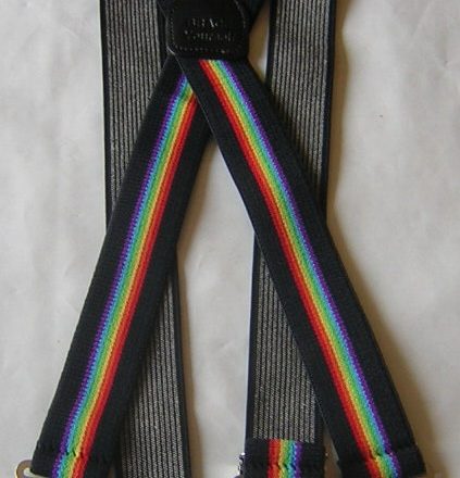 MENS BRACES RAINBOW ON BLACK 1 1/2" WIDE