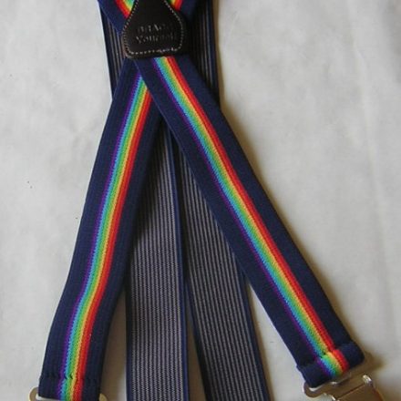 MENS BRACES RAINBOW ON NAVY BLUE 1 1/2" WIDE