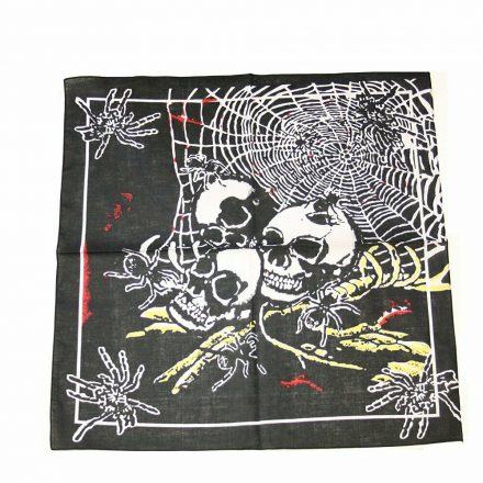 SKULL SPIDER AND COBWEB BLACK BANDANA HANDKERCHIEF