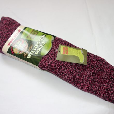 LADIES PINK/BLACK WOOL BLEND LONG WELLINGTON WELLY SOCKS HOSE 4-7