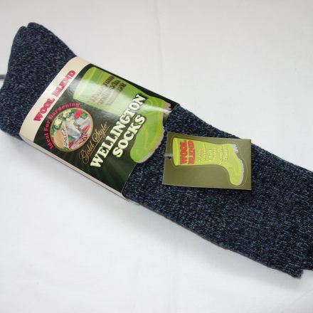 LADIES BLUE/BLACK WOOL BLEND LONG WELLINGTON WELLY SOCKS HOSE 4-7