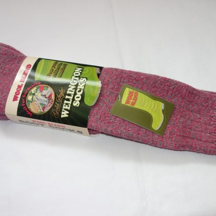LADIES PINK/GREY WOOL BLEND LONG WELLINGTON WELLY SOCKS HOSE 4-7