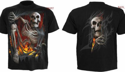 DEATH RE-RIPPED SKELETON T SHIRT BIKER GOTH 2XL XXL FRONT & BACK DESIGN