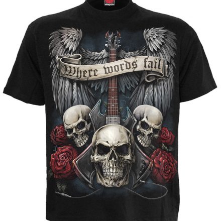 MUSIC UNSPOKEN SKULL GUITAR T SHIRT SKULL LARGE FRONT & BACK DESIGN