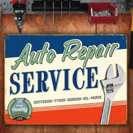 AUTO REPAIR SERVICE SPANNER METAL SIGN