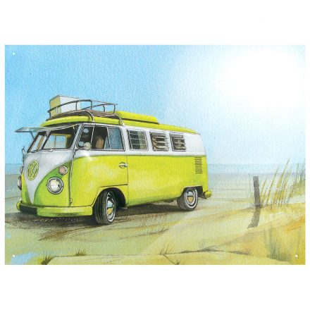 VW VOLKSWAGEN CAMPERVAN ON BEACH METAL SIGN