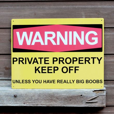 WARNING PRIVATE PROPERTY BOOBS METAL SIGN