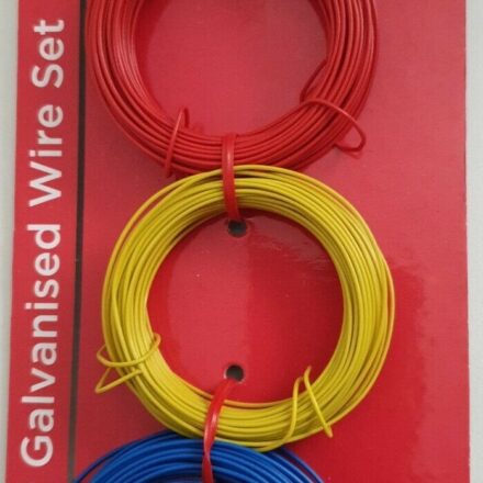 3pc x 10m COLOURED GALVANISED GARDEN WIRE TIE SET MULTI USE