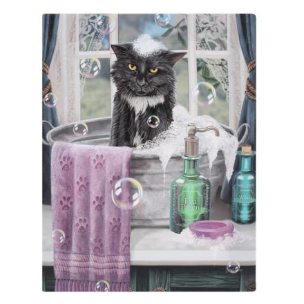 CAT S BATH TIME CANVAS WALL PICTURE PLAQUE