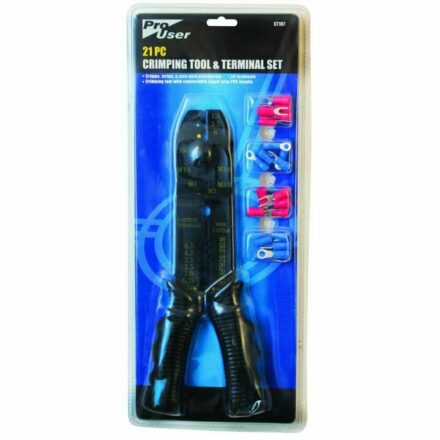 ProUser 21pc CRIMPING TOOL TERMINAL SET CRIMPS WIRE CUTTER STRIPPER