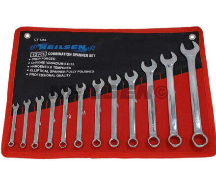 12PC METRIC FULLY POLISHED COMBINATION SPANNER WRENCH SET IN CASE 6-22MM