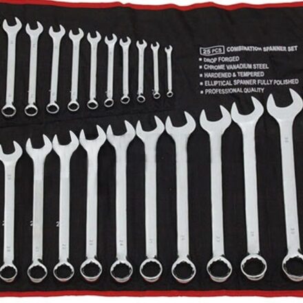 HEAVY DUTY CHROME 25PC COMBINATION METRIC SPANNER WRENCH RING SET