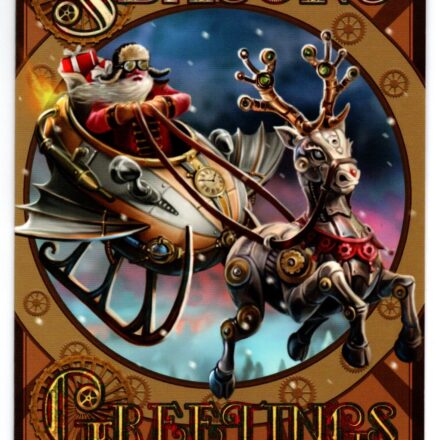 CHRISTMAS YULETIDE GREETING CARD STEAMPUNK SANTA CLAUS DESIGN