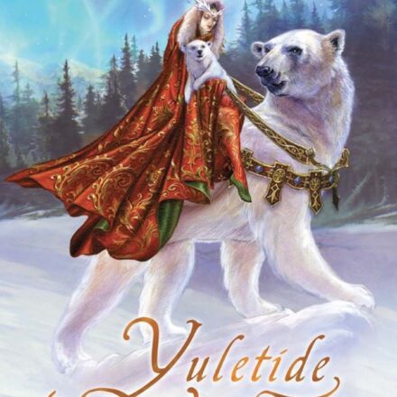 CHRISTMAS YULETIDE GREETING CARD QUEEN OF AURORA POLAR BEARS DESIGN