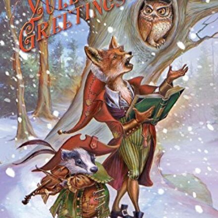 CHRISTMAS YULETIDE GREETING CARD CAROLS WITH FOX OWL BADGER DESIGN