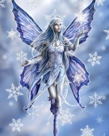 CHRISTMAS YULETIDE GREETING CARD SNOWFLAKE ELF FAIRY DESIGN